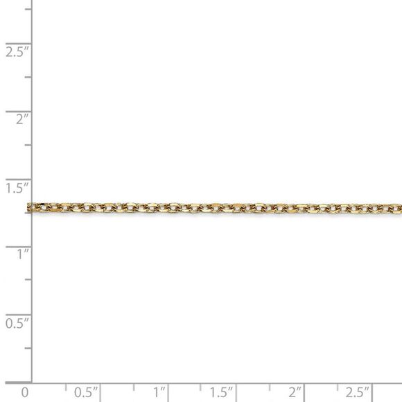 2.2mm, 14k Yellow Gold Diamond Cut Solid Cable Chain Necklace, 24 Inch
